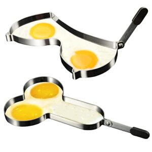 LAZY TIGER Non-Stick Egg Ring,2PC Funny Egg Fryer,Stainless Steel Egg Pancake Mold Ring,Funny Egg Rings Perfect for English Muffins Pancake Cooking Griddle