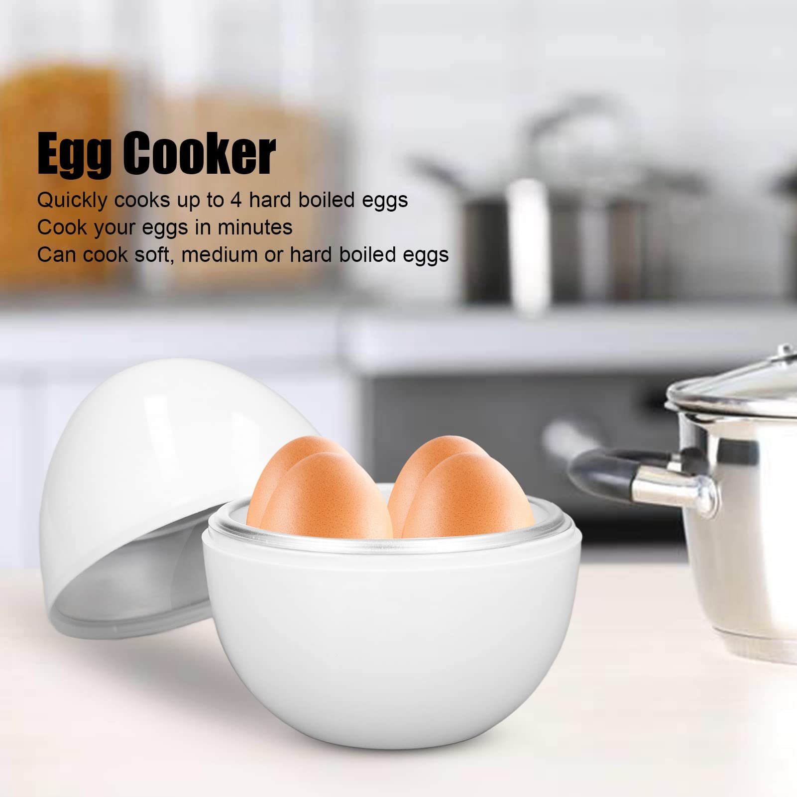 Egg Cooker Hard Boiled Egg Cooker 4 Eggs Capacity Compact Design ABS Material Egg Shape Microwave Function Egg Boiler Egg Cooker Microwave Microwave Hard Boiled Egg Cooker Microwave Egg Cooker