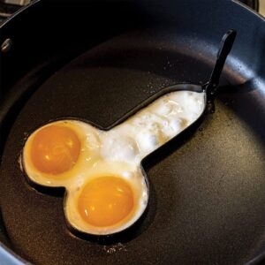 funny egg fryer- non-stick breakfast egg molds for frying egg making molds with handle stainless steel egg rings for omelet muffin pancake sandwich (a penis)