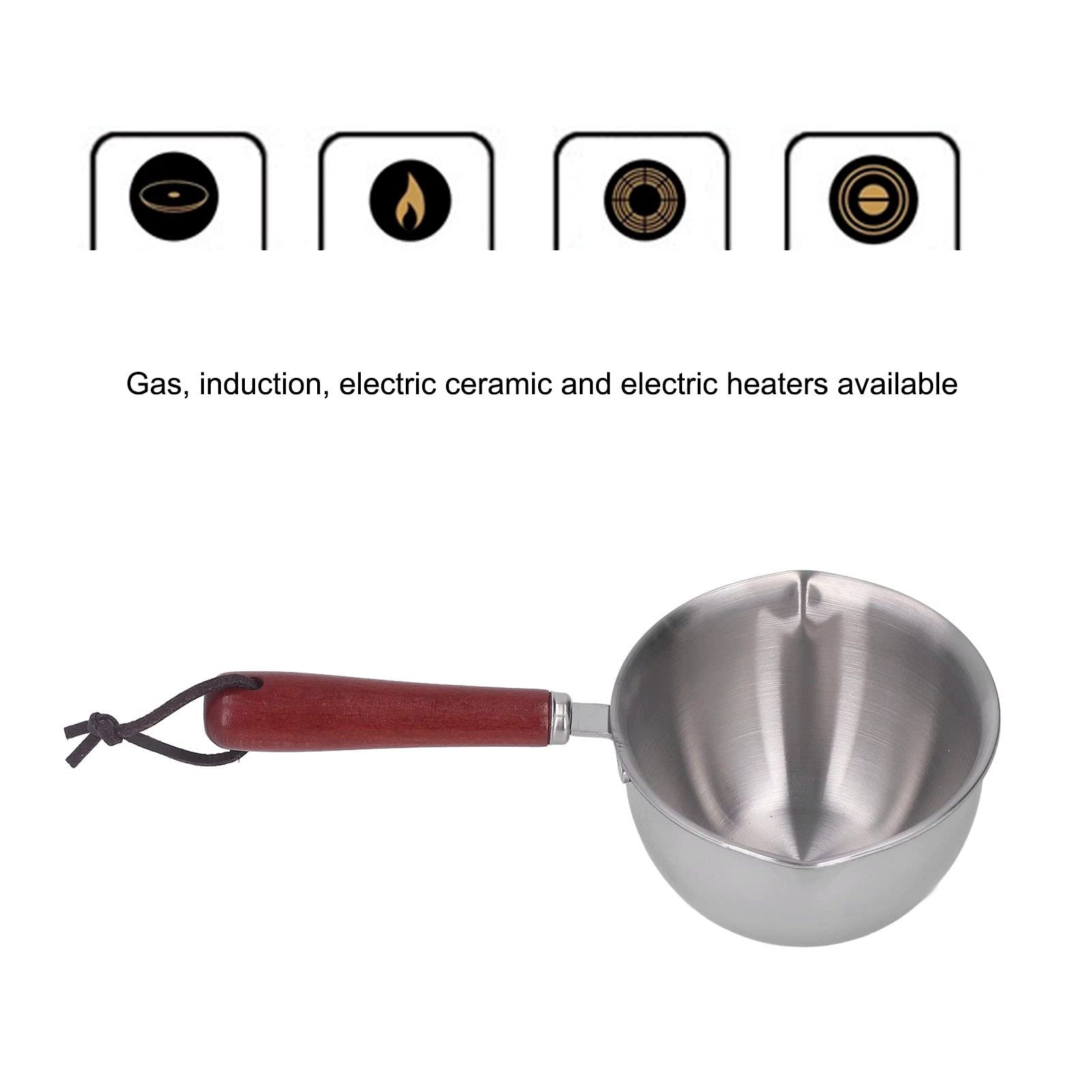 Mini Saucepan, Milk Pot, Milk Coffee Warmer 304 Stainless Steel Mini Melting Pot with 2 Pour Spouts for Heating Milk Melting (200ML)