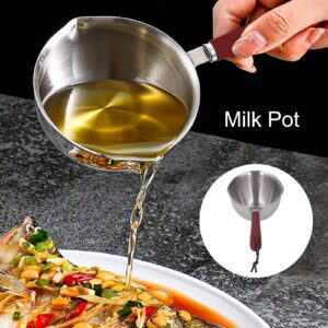Mini Saucepan, Milk Pot, Milk Coffee Warmer 304 Stainless Steel Mini Melting Pot with 2 Pour Spouts for Heating Milk Melting (200ML)