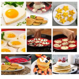 7 Holes Pancake Molds Ring Fried Egg Mold Reusable Silicone Non-Stick Pancake Maker for Frying Muffin Pancake or Fast Easy DIY Egg(3pcs)