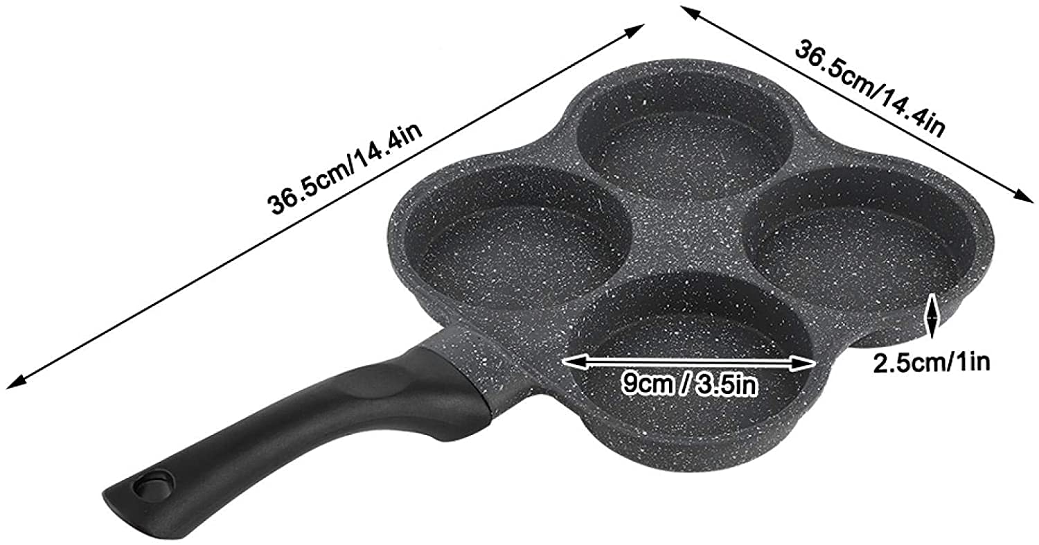 Ymiko 4-Cup Aluminum Egg Frying Pan, Non-Stick, Electric Stovetop Compatible, 18/8 Stainless Steel