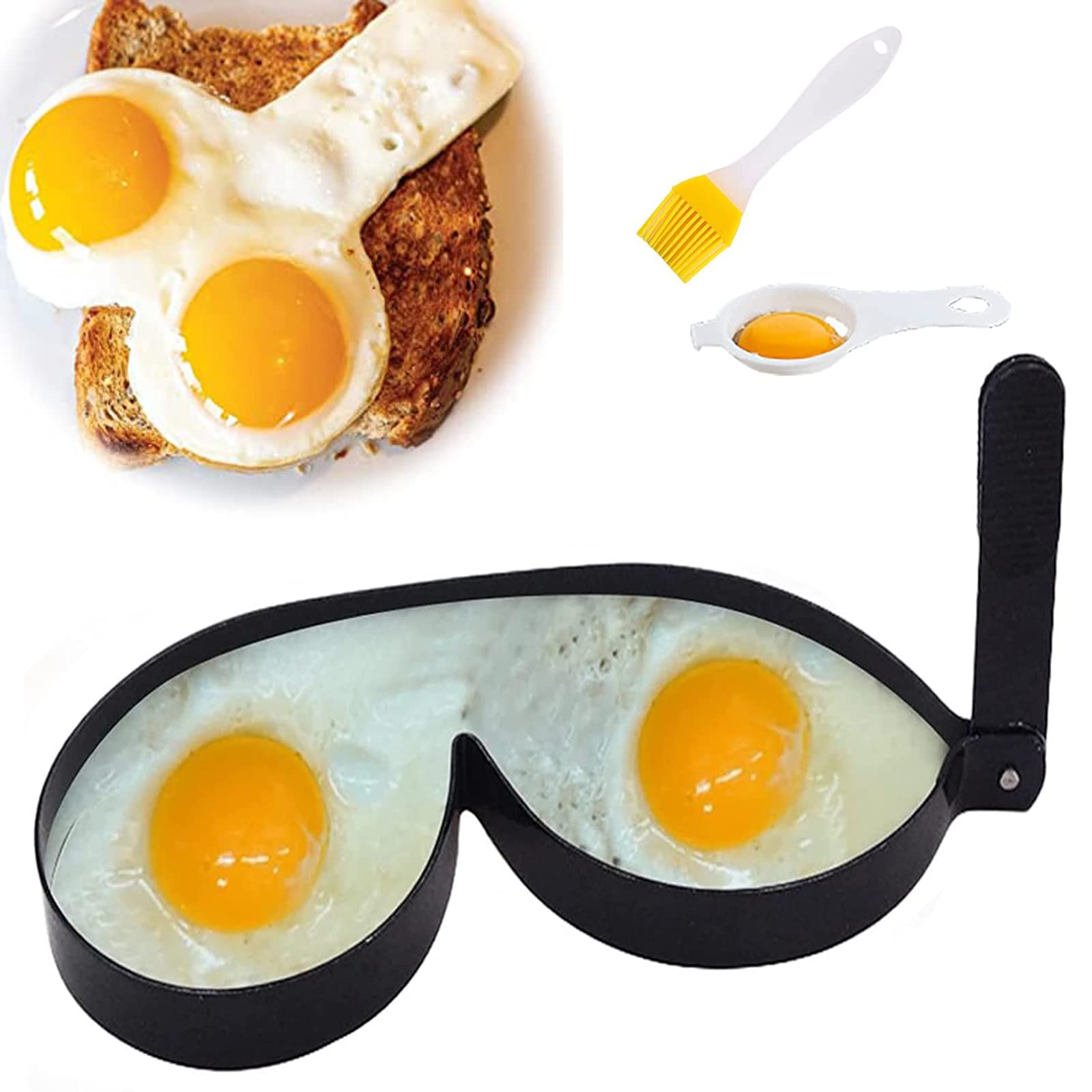 Interesting Omelet Ring Molds, Non-Stick Funny Fried Egg Rings Mold, DIY Kitchen Accessories Gadgets Egg Frying Molds, Creative Breakfast Making Mould with Anti-Hot Handles (B)