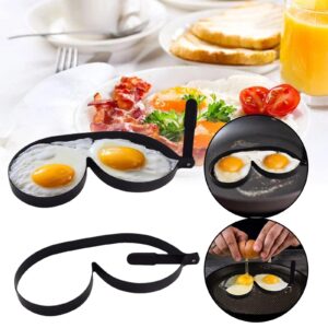 Interesting Omelet Ring Molds, Non-Stick Funny Fried Egg Rings Mold, DIY Kitchen Accessories Gadgets Egg Frying Molds, Creative Breakfast Making Mould with Anti-Hot Handles (B)