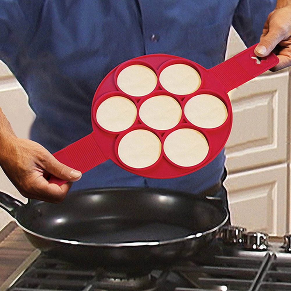 Non-Stick Pancake Maker Silicone, 2 Pcs Pancake Mold Silicone Egg Rings, Reusable Silicone Non-Stick Pancake, for Egg Cooking Breakfast Sandwiches (B)
