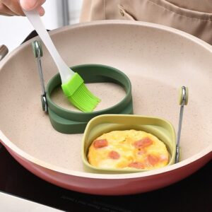 Non Stick Silicone Egg Cooking Ring Pancake Shaper, Round/Square Reversible Non-Stick Pancake Shaper