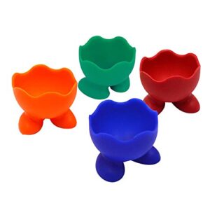 yaosen 4pcs silicone egg cup holder egg serving cup for hard and soft boiled egg (multi)