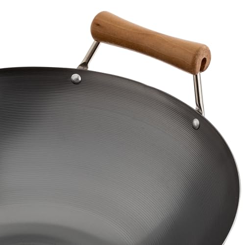 JOYCE CHEN Classic Series 14-Inch Carbon Steel Wok with Birch Handles