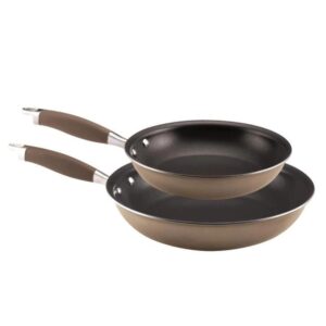 anolon advanced hard anodized nonstick frying pan set / fry pan set / hard anodized skillet set - 10 inch and 12 inch, brown bronze , 2 count (pack of 1)