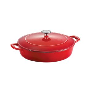 tramontina covered braiser enameled cast iron 4-quart gradated red, 80131/050ds