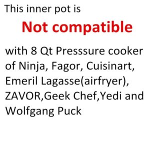 Original 8Qt Power Cooker XL Replacement Inner Pot Stainless Steel Compatible with 8 Quart Power Pressure Cooker Model PPC772 (or #PPC772) PPC780 (or #PPC780) and WAL3 Stainless Steel Inner Pot Parts