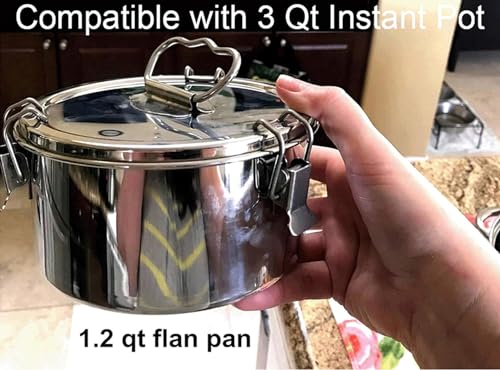 EasyShopForEveryone Stainless Steel 6 x 6 x 3.5 Inches Flan Pan, Capacity 38 fl. oz, Compatible with 3 Qt Instant Pot, 3 Inch Deep Custard Pan