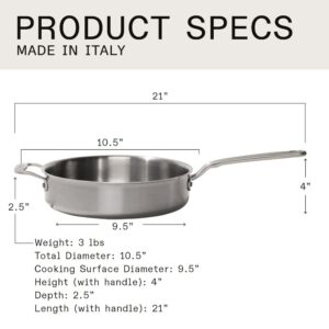 Made In Cookware - 3.5 Quart Stainless Steel Saute Pan - 5 Ply Stainless Clad - Professional Cookware - Induction Compatible - Crafted in Italy