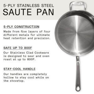 Made In Cookware - 3.5 Quart Stainless Steel Saute Pan - 5 Ply Stainless Clad - Professional Cookware - Induction Compatible - Crafted in Italy