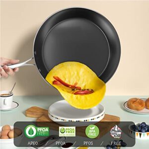 COOKER KING Nonstick Fry Pan With Lid, 11inch Deep Frying Pans Nonstick, Non-Toxic PFOA & PFOS Free, Stay-Cool Handle | Induction Compatible