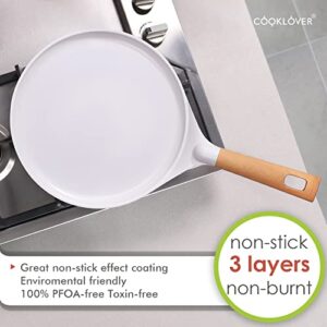 COOKLOVER Crepe Pan Nonstick Die cast Aluminum PFOA Free Induction Omelet Pan 11 inch - Sea-Salt Gray