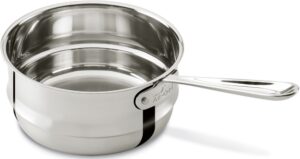all-clad specialty stainless steel double boiler insert 3 quart induction oven safe 400f pots and pans, cookware silver