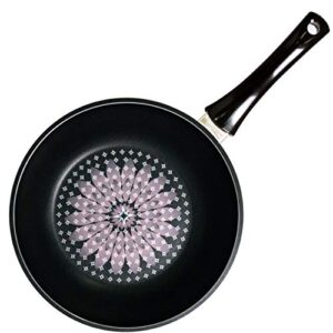 TECHEF - Blooming Flower Collection, 12" Wok/Stir-Fry Pan with Glass Lid, Coated 6 times with New Teflon Platinum Non-Stick Coating (PFOA Free) / Induction Ready/Made in Korea (12-inch with Cover)