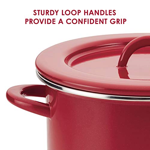 Rachael Ray Create Delicious Stock Pot/Stockpot with Lid - 12 Quart, Red