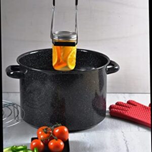 Mirro Traditional Vintage Style Black Speckled Enamel on Steel Stock Pot with Lid, 33 Quart, (MIR-10708)