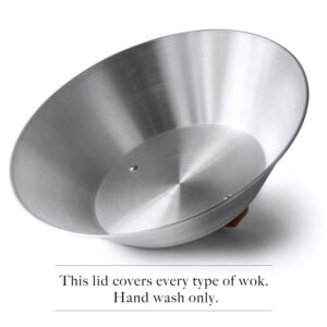 Mammafong Aluminum Wok Cover for 14" Hand Hammered Wok, 13 inch Flat Wok Lid