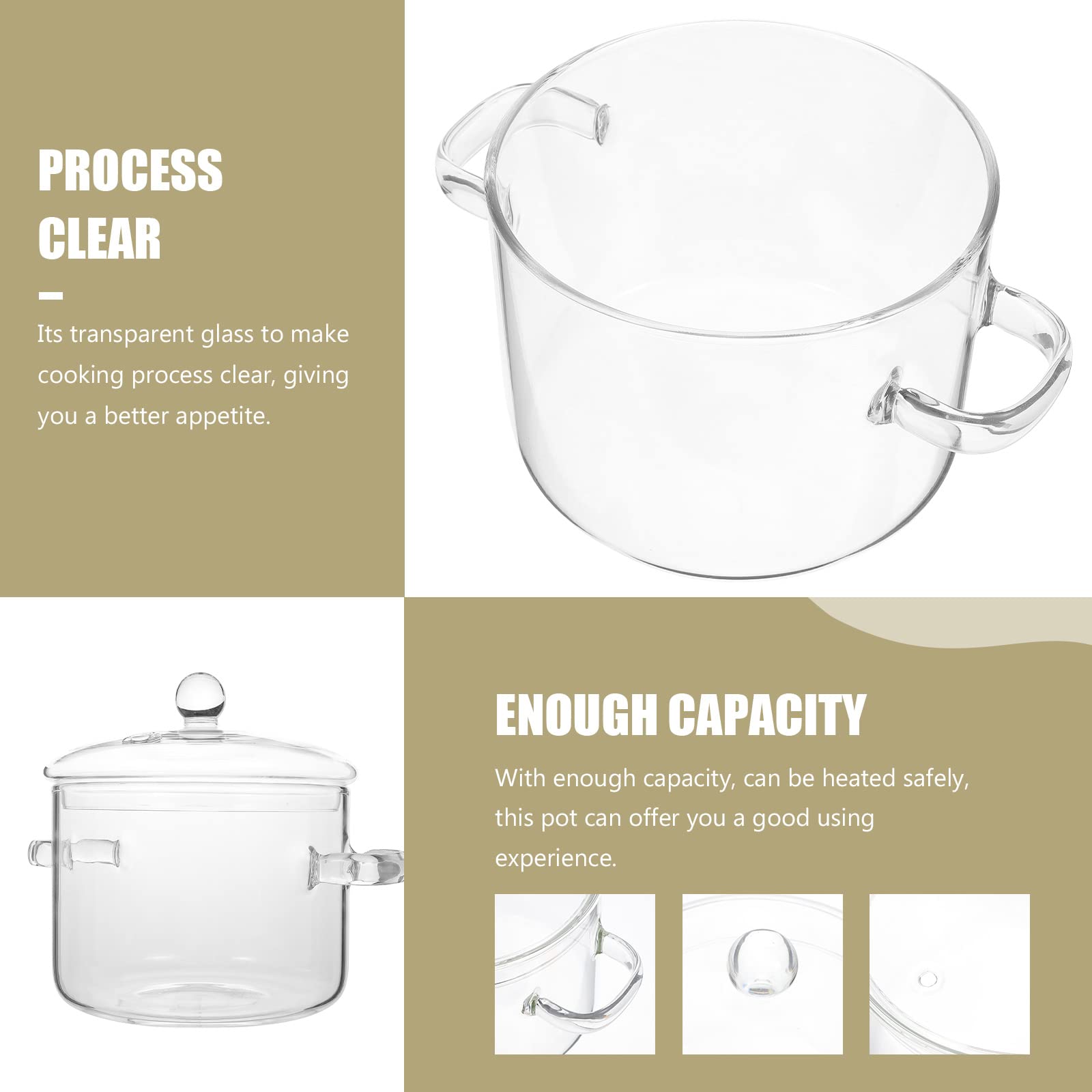 Glass Saucepan with Cover, 64 oz Stovetop Cooking Pot with Lid and Handle Simmer Pot Clear Soup Pot, High Borosilicate Glass Cookware, 22X17CM, B210ZOO0718Z71DJ2