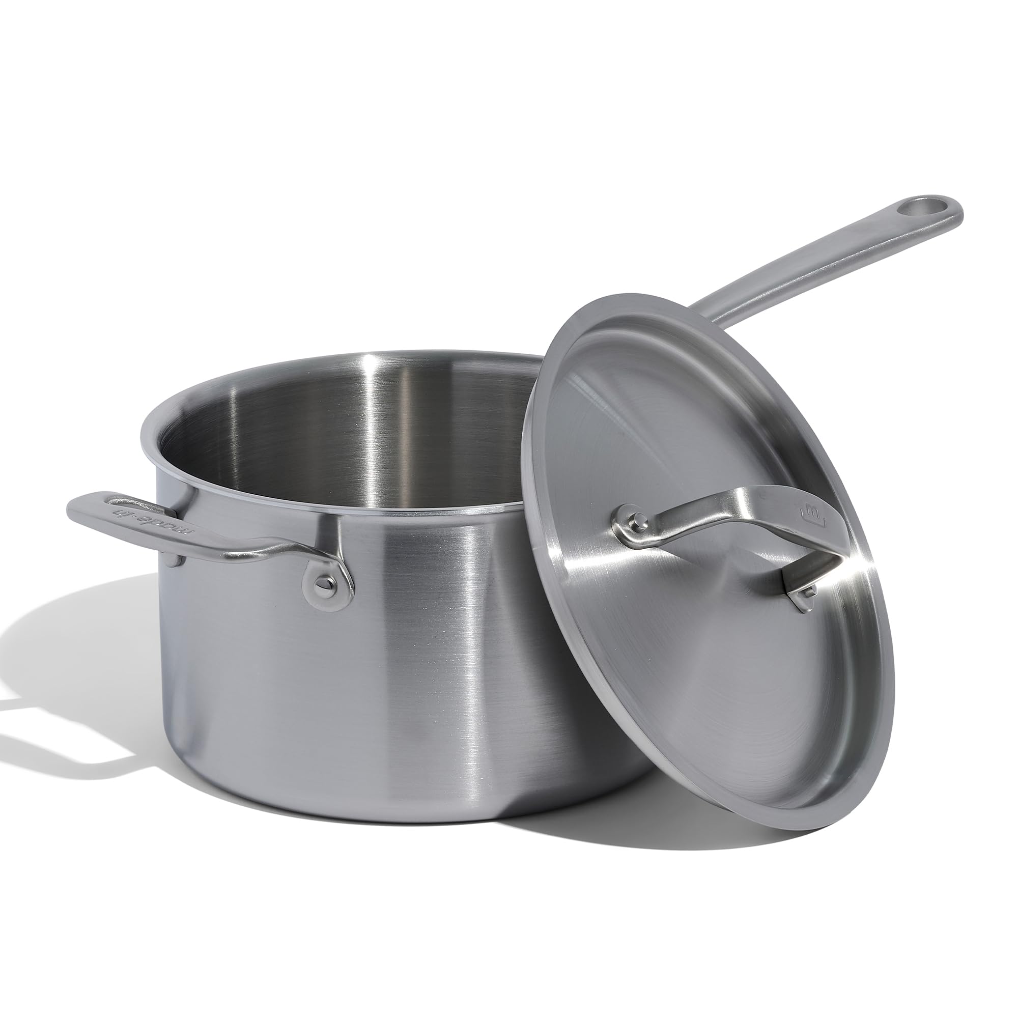 Made In Cookware - 4 Quart Stainless Steel Saucepan with Lid - 5 Ply Stainless Clad Sauce Pan - Professional Cookware - Crafted in Italy - Induction Compatible