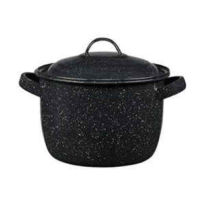 granite ware enamel on steel 4-quart bean/stock pot with lid, speckled black