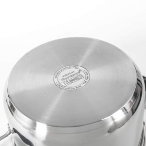 Rorence Stainless Steel Stock Pot with Lid: 6 Quart Stockpot Pasta Pot with Two Side Spouts, capsule Bottom, Strainer Glass Lid