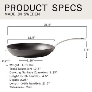 Made In Cookware - Seasoned 12" Blue Carbon Steel Frying Pan - (Like Cast Iron, but Better) - Professional Cookware - Crafted in Sweden - Induction Compatible