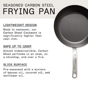 Made In Cookware - Seasoned 12" Blue Carbon Steel Frying Pan - (Like Cast Iron, but Better) - Professional Cookware - Crafted in Sweden - Induction Compatible