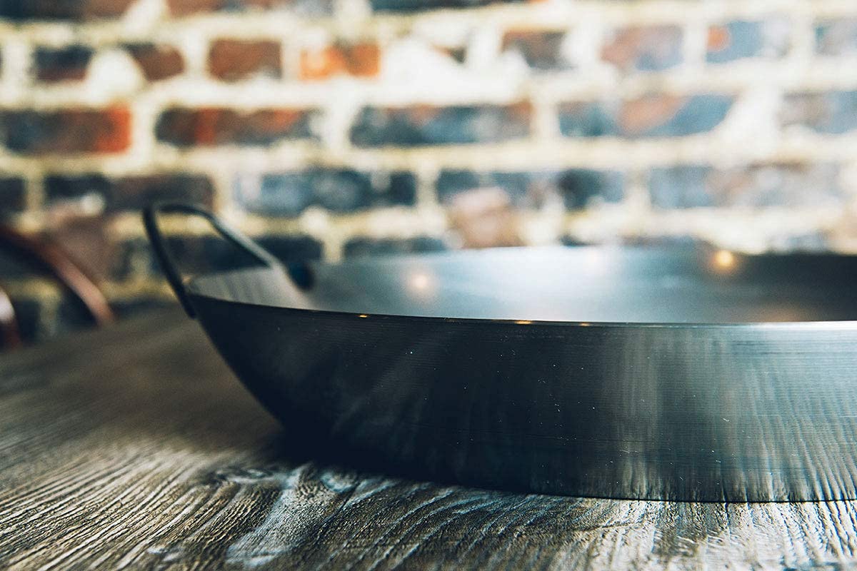 Matfer Bourgeat Black Carbon Steel Paella Pan, 15 3/4"