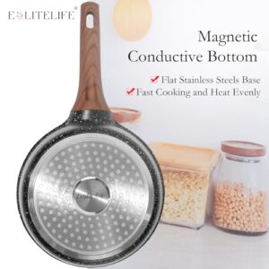 ESLITE LIFE 1.5 Quart Sauce Pan with Lid Nonstick Small Soup Pot, Compatible with All Stovetops (Gas, Electric & Induction), PFOA Free