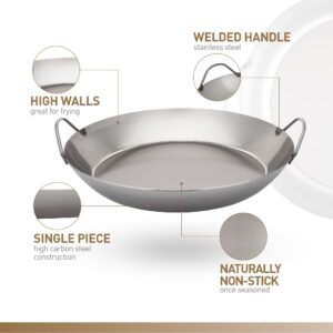 Matfer Bourgeat Black Carbon Steel Paella Pan, 15 3/4"