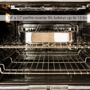 All-Clad Specialty Stainless Steel Roaster with Nonstick Rack 11x14 Inch Oven Broiler Safe 500F Roaster Pan, Pots and Pans, Cookware Silver