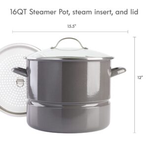 Kenmore Broadway 16-Quart Steamer Stock Pot - Graphite Grey