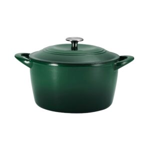 tramontina 7 qt enameled cast iron covered tall round dutch oven (basil) - 80131/360ds