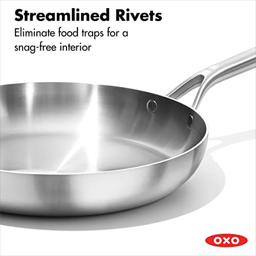 OXO Mira Tri-Ply Stainless Steel, 12" Frying Pan Skillet, Induction, Multi Clad, Dishwasher and Metal Utensil Safe