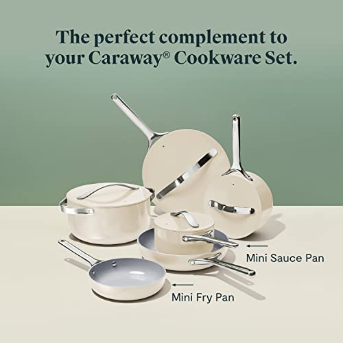 Caraway Mini Duo - Non-Stick Ceramic Mini Fry Pan (1.05 qt, 8") & Mini Sauce Pan (1.75 qt) - Non Toxic, PTFE & PFOA Free - Oven Safe & Stovetop Agnostic (Gas, Electric & Induction) - Cream