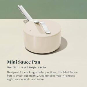 Caraway Mini Duo - Non-Stick Ceramic Mini Fry Pan (1.05 qt, 8") & Mini Sauce Pan (1.75 qt) - Non Toxic, PTFE & PFOA Free - Oven Safe & Stovetop Agnostic (Gas, Electric & Induction) - Cream