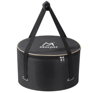 morjor dutch oven bag for 12 & 10 inch dutch oven, carry bag with extra inner crossed straps & 2 pockets