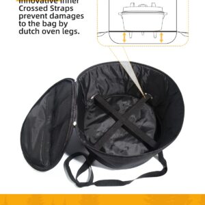 Morjor Dutch Oven Bag for 12 & 10 Inch Dutch Oven, Carry Bag with Extra Inner Crossed Straps & 2 Pockets