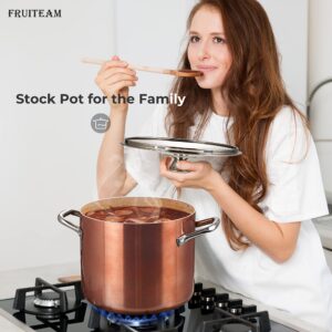 FRUITEAM Nonstick Stock Pot 7 Qt Soup Pasta Pot with Lid, 7-Quart Multi Stockpot Oven Safe Cooking Pot for Stew, Sauce & Reheat Food, Induction/Oven/Gas/Stovetops Compatible for Family Meals