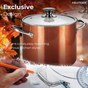 FRUITEAM Nonstick Stock Pot 7 Qt Soup Pasta Pot with Lid, 7-Quart Multi Stockpot Oven Safe Cooking Pot for Stew, Sauce & Reheat Food, Induction/Oven/Gas/Stovetops Compatible for Family Meals