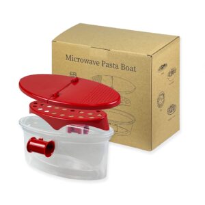 mochee microwave pasta boat with strainer pasta cooker for pasta, rice, vegetables, chicken