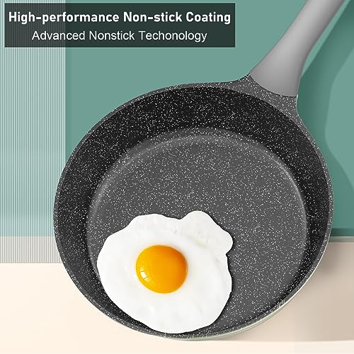 COOKER KING Nonstick Frying Pan with Lid-11Inch Nonstick Skillet Healthy Cookware, PFOA Free Granite Coating | Cooking Pan with Heat-Resistant Handle-Induction Compatible