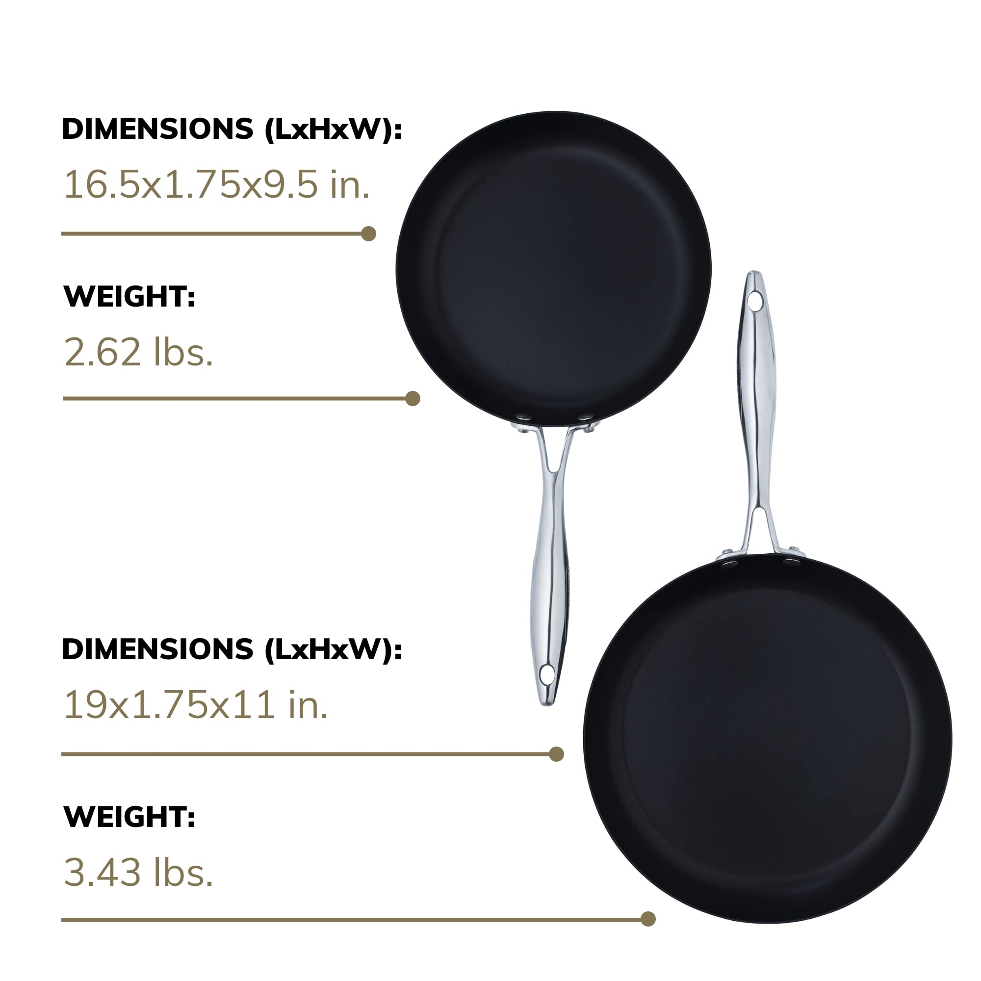 SCANPAN Professional Fry Pan Set - Includes 9.5” & 11” Fry Pans - Easy-to-Use Nonstick Cookware - Dishwasher, Metal Utensil & Oven Safe - Made in Denmark