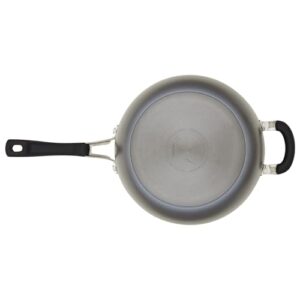 Rachael Ray Cook + Create Hard Anodized Nonstick Saucier Pan/Saucepan with Lid and Helper Handle, 4.5 Quart - Black