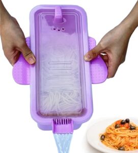 zyxgogogo 2000ml / 68oz microwave pasta container cooker, noodles cooker with strainer. quickly cooks up to 4 servings pasta, cute elephant-shaped multifunctional cooker (purple)